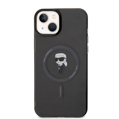 Husa de protectie Karl Lagerfeld IML MagSafe (KLHMP15MHFCKNOK) compatibil cu iPhone 15 Plus, Negru Ikonik