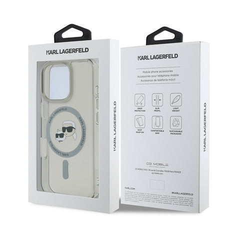 Husa de protectie Karl Lagerfeld IML MagSafe (KLHMP16XHLSKCK) compatibil cu iPhone 16 Pro Max, Metal Karl&Choupette Head