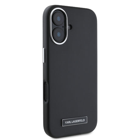 Husa de protectie Karl Lagerfeld Leather MagSafe (KLHMP16SPGMSRPK) compatibil cu iPhone 16, FW Metal Plate
