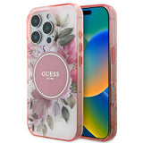Husa de protectie Guess IML Flower & Tonal Circle MagSafe (GUHMP16XHFWBDCEP) compatibil cu iPhone 16 Pro Max, Roz