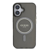 Husa de protectie Guess IML Glitter Circle MagSafe (GUHMP16SHFGEREK) compatibil cu iPhone 16, Negru
