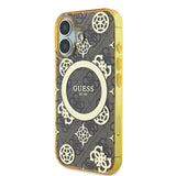 Husa de protectie Guess IML Peony On 4G Background MagSafe (GUHMP16SH4PYEEW) compatibil cu iPhone 16, Maro