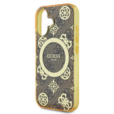 Husa de protectie Guess IML Peony On 4G Background MagSafe (GUHMP16SH4PYEEW) compatibil cu iPhone 16, Maro