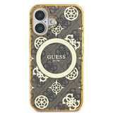 Husa de protectie Guess IML Peony On 4G Background MagSafe (GUHMP16SH4PYEEW) compatibil cu iPhone 16, Maro