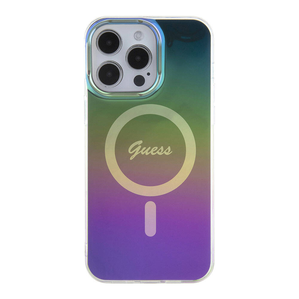 Husa de protectie Guess IML Iridescent MagSafe (GUHMP15LHITSK) compatibil cu iPhone 15 Pro, Curcubeu