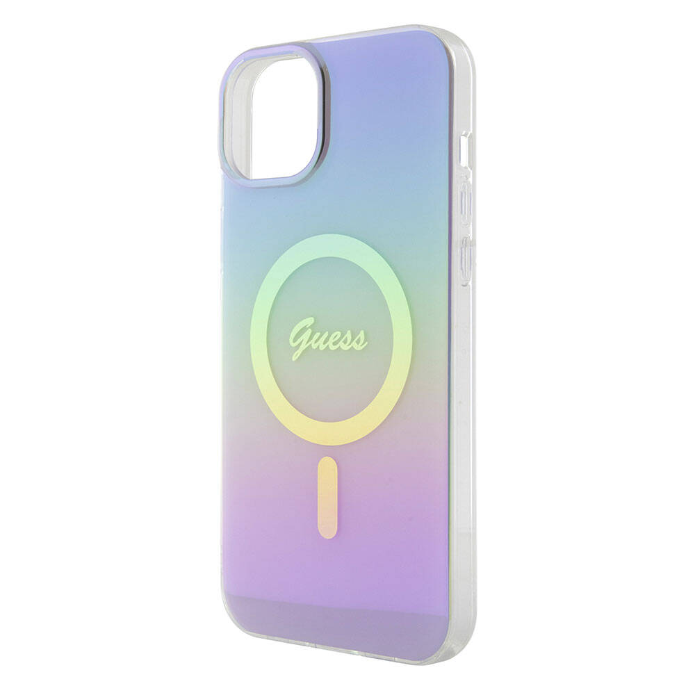 Husa de protectie Guess IML Iridescent MagSafe (GUHMP15SHITSU) compatibil cu iPhone 15, Mov