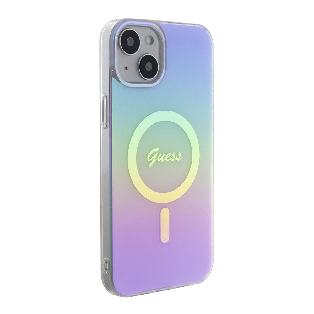 Husa de protectie Guess IML Iridescent MagSafe (GUHMP15SHITSU) compatibil cu iPhone 15, Mov