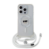 Husa de protectie Karl Lagerfeld IML Crossbody MagSafe (KLHMP15LHCKHNT) compatibil cu iPhone 15 Pro, Transparent Karl Head