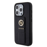 Husa de protectie Guess Grip Stand 4G Saffiano Strass compatibil cu iPhone 15 Pro Max (GUHCP15XPGSSADK), Negru