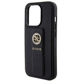 Husa de protectie Guess Grip Stand 4G Saffiano Strass compatibil cu iPhone 15 Pro Max (GUHCP15XPGSSADK), Negru