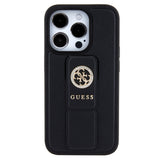Husa de protectie Guess Grip Stand 4G Saffiano Strass compatibil cu iPhone 15 Pro Max (GUHCP15XPGSSADK), Negru