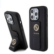 Husa de protectie Guess Grip Stand 4G Saffiano Strass compatibil cu iPhone 15 Pro Max (GUHCP15XPGSSADK), Negru