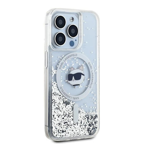 Husa de protectie Karl Lagerfeld Liquid Glitter MagSafe (KLHMP15XLGCHSGH) compatibil cu iPhone 15 Pro Max, Transparent Choupette Head