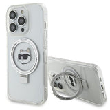 Husa de protectie Karl Lagerfeld Hardcase Ring Stand MagSafe (KLHMP15XHMRSCHH) compatibil cu iPhone 15 Pro Max, Alb Choupette Head
