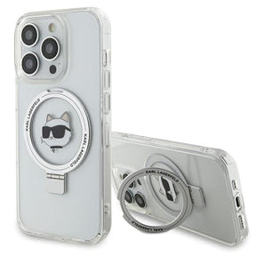 Husa de protectie Karl Lagerfeld Hardcase Ring Stand MagSafe (KLHMP15XHMRSCHH) compatibil cu iPhone 15 Pro Max, Alb Choupette Head