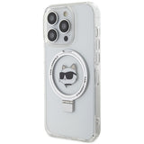 Husa de protectie Karl Lagerfeld Hardcase Ring Stand MagSafe (KLHMP15XHMRSCHH) compatibil cu iPhone 15 Pro Max, Alb Choupette Head