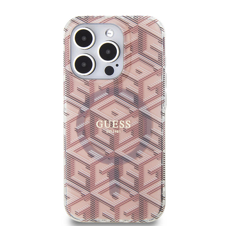 Husa de protectie Guess IML GCube MagSafe (GUHMP15XHGCUSTGP) compatibil cu iPhone 15 Pro Max, Roz