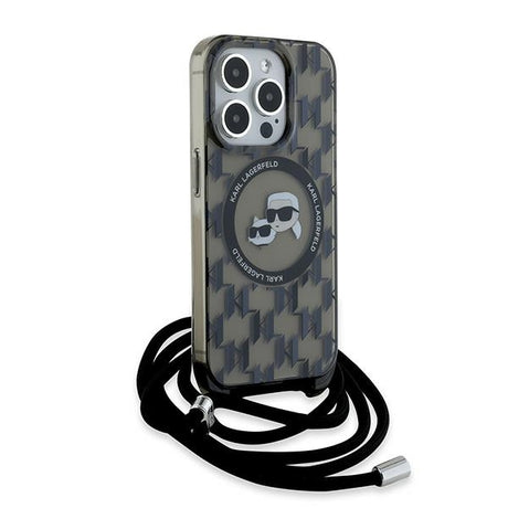 Husa de protectie Karl Lagerfeld IML Crossbody MagSafe (KLHMP15XHCKCKLCK) compatibil cu iPhone 15 Pro Max, Monogram Karl&Choupette Head