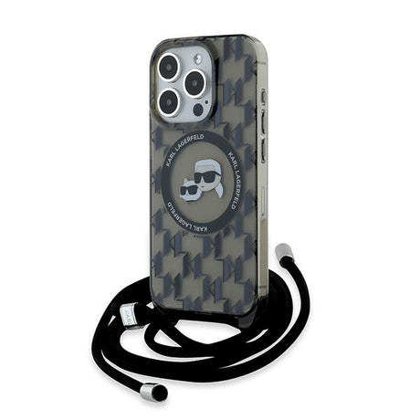 Husa de protectie Karl Lagerfeld IML Crossbody MagSafe (KLHMP15XHCKCKLCK) compatibil cu iPhone 15 Pro Max, Monogram Karl&Choupette Head