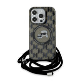 Husa de protectie Karl Lagerfeld IML Crossbody MagSafe (KLHMP15XHCKCKLCK) compatibil cu iPhone 15 Pro Max, Monogram Karl&Choupette Head