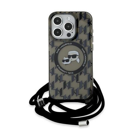 Husa de protectie Karl Lagerfeld IML Crossbody MagSafe (KLHMP15XHCKCKLCK) compatibil cu iPhone 15 Pro Max, Monogram Karl&Choupette Head