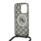 Husa de protectie Karl Lagerfeld IML Crossbody MagSafe (KLHMP15XHCKCKLCK) compatibil cu iPhone 15 Pro Max, Monogram Karl&Choupette Head