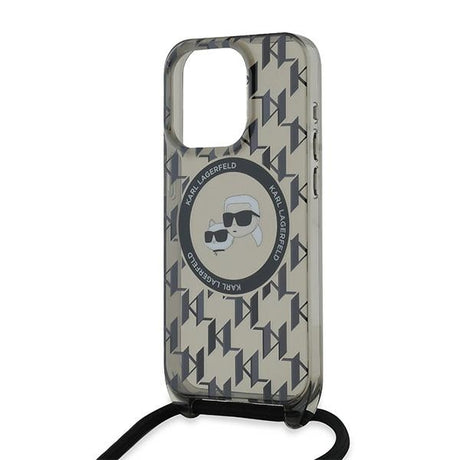 Husa de protectie Karl Lagerfeld IML Crossbody MagSafe (KLHMP15XHCKCKLCK) compatibil cu iPhone 15 Pro Max, Monogram Karl&Choupette Head