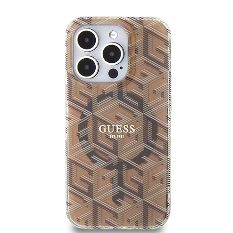 Husa de protectie Guess IML GCube MagSafe (GUHMP15LHGCUSTGW) compatibil cu iPhone 15 Pro, Maro