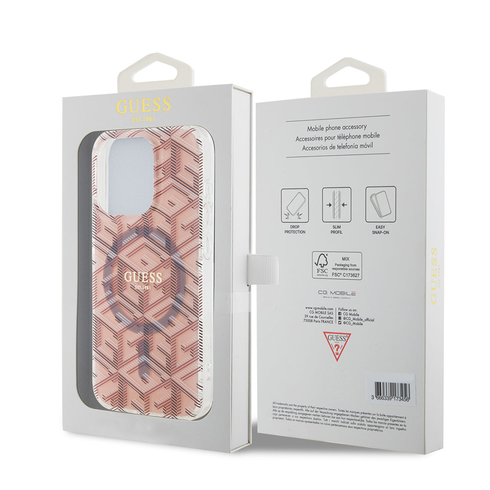 Husa de protectie Guess IML GCube MagSafe (GUHMP15LHGCUSTGP) compatibil cu iPhone 15 Pro, Roz