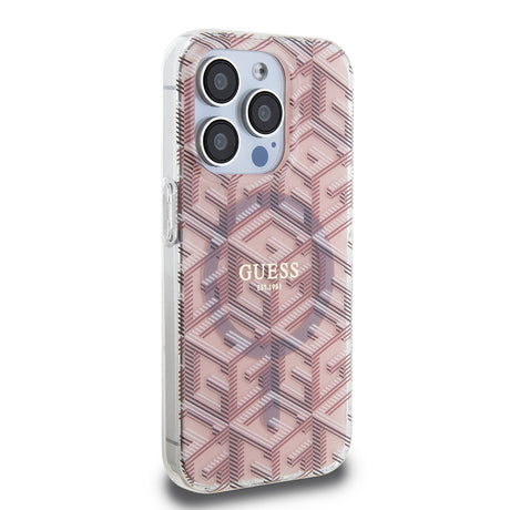 Husa de protectie Guess IML GCube MagSafe (GUHMP15LHGCUSTGP) compatibil cu iPhone 15 Pro, Roz