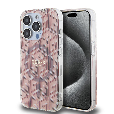 Husa de protectie Guess IML GCube MagSafe (GUHMP15LHGCUSTGP) compatibil cu iPhone 15 Pro, Roz