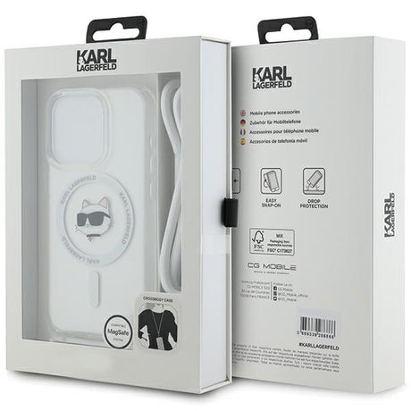 Husa de protectie Karl Lagerfeld IML Crossbody MagSafe (KLHMP15XHCCHNT) compatibil cu iPhone 15 Pro Max, Transparent Choupette Head&Cord