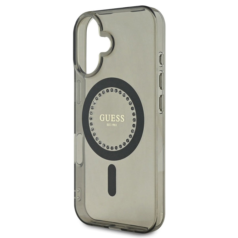 Husa de protectie Guess IML Rhinestones MagSafe (GUHMP16MPFTDTEK) compatibil cu iPhone 16 Plus, Negru