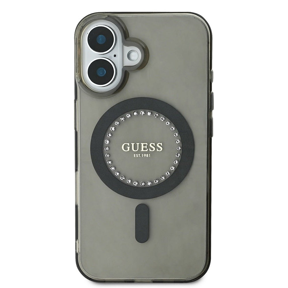Husa de protectie Guess IML Rhinestones MagSafe (GUHMP16MPFTDTEK) compatibil cu iPhone 16 Plus, Negru