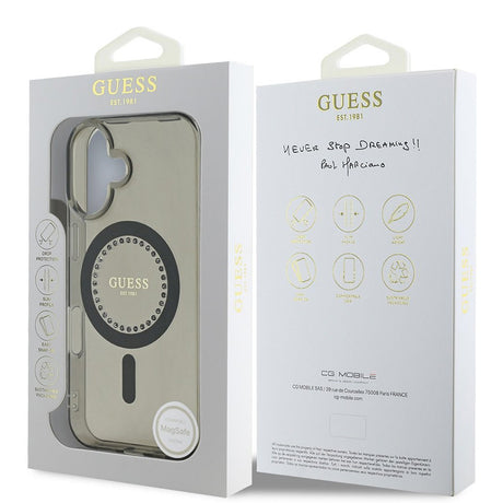 Husa de protectie Guess IML Rhinestones MagSafe (GUHMP16MPFTDTEK) compatibil cu iPhone 16 Plus, Negru