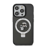 Husa de protectie Karl Lagerfeld Hardcase Ring Stand Magsafe (KLHMP15LHMRSKCK) compatibil cu iPhone 15 Pro, Karl&Choupette