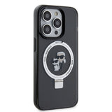 Husa de protectie Karl Lagerfeld Hardcase Ring Stand Magsafe (KLHMP15LHMRSKCK) compatibil cu iPhone 15 Pro, Karl&Choupette