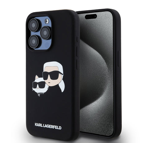 Husa de protectie Karl Lagerfeld Silicone MagSafe (KLHMP15LSKCHPPLK) compatibil cu iPhone 15 Pro, Karl&Choupette Head