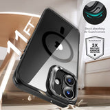 Folie de protectie ESR Classic Hybrid HaloLock Kickstand + Tempered Glass compatibil cu iPhone 16 Plus, Transparent Black