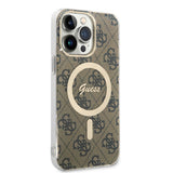 Husa de protectie Guess IML 4G MagSafe (GUHMP15LH4STW) compatibil cu iPhone 15 Pro, Maro