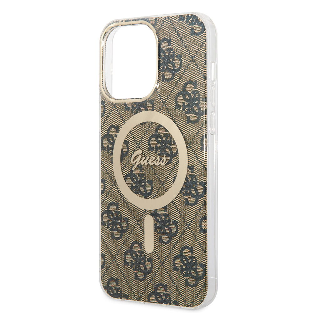 Husa de protectie Guess IML 4G MagSafe (GUHMP15LH4STW) compatibil cu iPhone 15 Pro, Maro