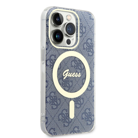 Husa de protectie Guess IML 4G MagSafe (GUHMP15LH4STB) compatibil cu iPhone 15 Pro, Albastru