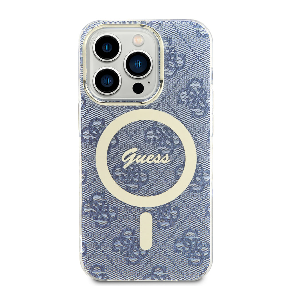 Husa de protectie Guess IML 4G MagSafe (GUHMP15LH4STB) compatibil cu iPhone 15 Pro, Albastru