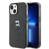 Husa de protectie Karl Lagerfeld IML MagSafe compatibil cu iPhone 15, Negru
