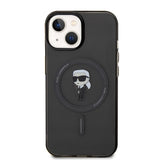 Husa de protectie Karl Lagerfeld IML MagSafe compatibil cu iPhone 15, Negru