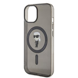 Husa de protectie Karl Lagerfeld IML MagSafe compatibil cu iPhone 15, Negru