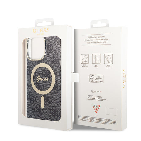Husa de protectie Guess IML 4G MagSafe (GUHMP15LH4STK) compatibil cu iPhone 15 Pro, Negru