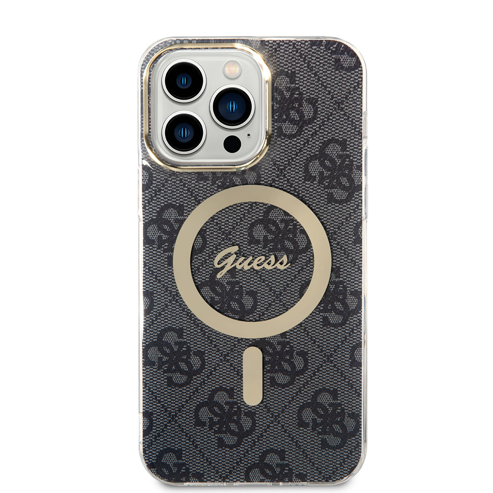 Husa de protectie Guess IML 4G MagSafe (GUHMP15LH4STK) compatibil cu iPhone 15 Pro, Negru