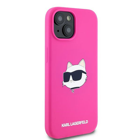 Husa de protectie Karl Lagerfeld Silicone MagSafe (KLHMP15MSCHPPLF) compatibil cu iPhone 15 Plus, Fuschia Choupette Head
