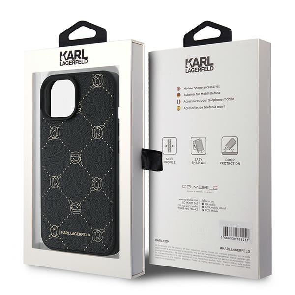 Husa de protectie Karl Lagerfeld Leather MagSafe (KLHMP15MPGKHPHK) compatibil cu iPhone 15 Plus, Karl Head